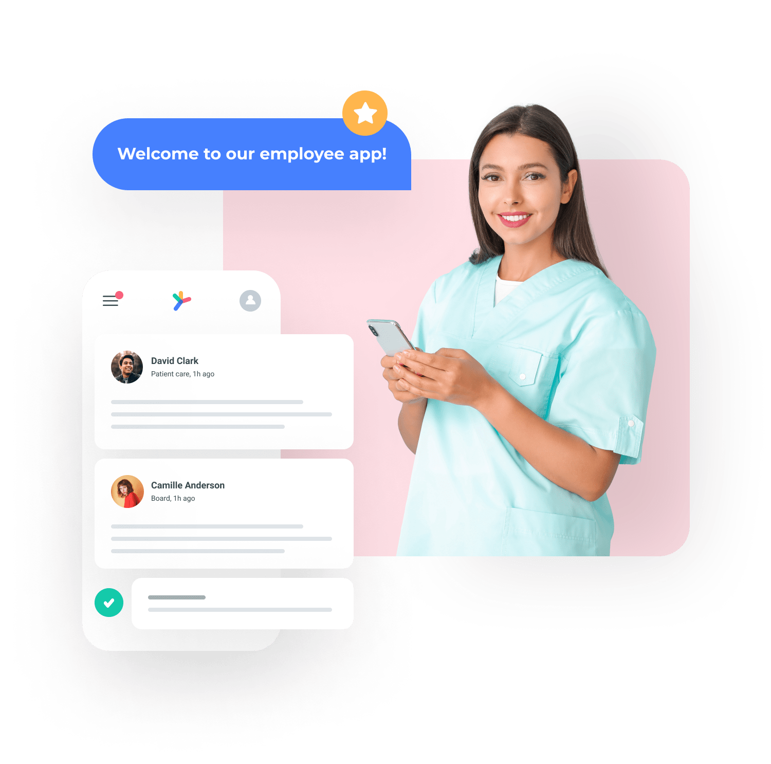 Frontline Employee being welcomed to their Employee App